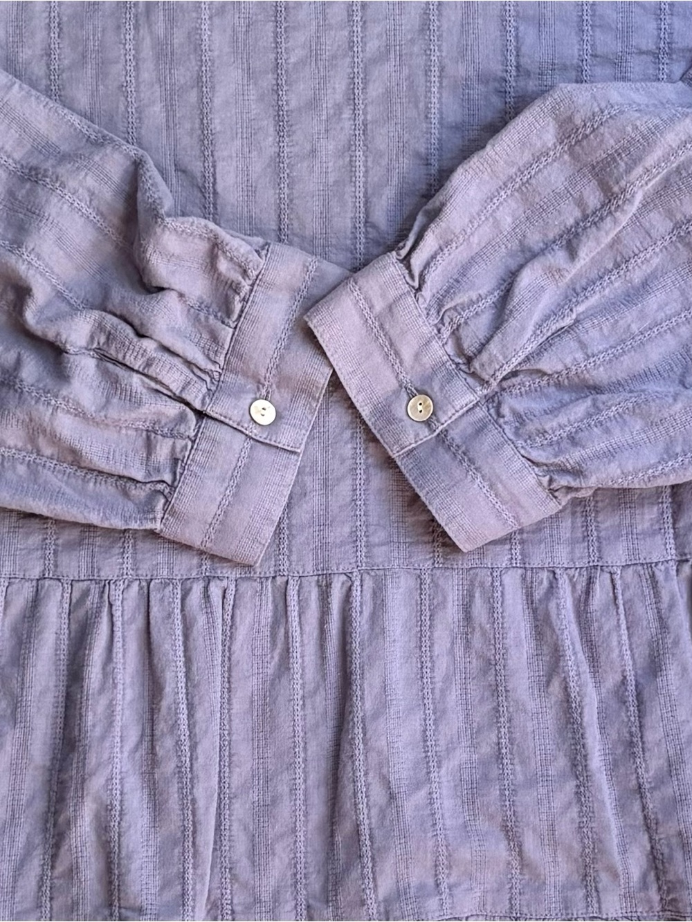 J. Jill Women’s Tiered Peplum Babydoll 3/4 Buttoned Sleeves Cotton Top - Picture 4 of 6